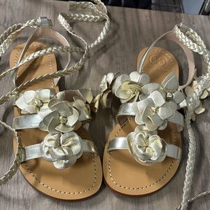 Tory Burch Gold Floral Sandals